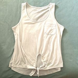 Rebellious one white tie front tank